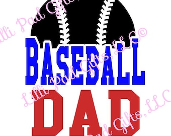 Baseball DAD - Half Baseball - Cut File - Instant Download - SVG and DXF for Cameo Silhouette Studio Software & other Cutter Machines