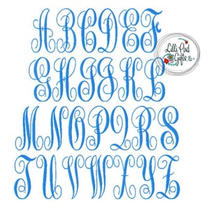SUPER X Jumbo ABC Script Machine Embroidery Font - Sizes 10&quot;, 11&quot; & 12&quot;, Jumbo Font, Super Jumbo, Script, lillipadgifts