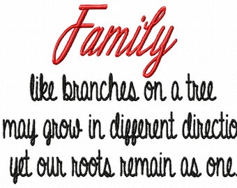 Family like branches on a tree - Machine Embroidery Design - 12 Sizes, family, branches, tree, roots, grow, love, embroidery design