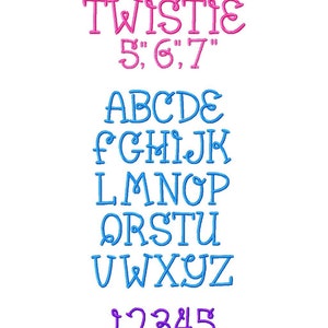 JUMBO Twistie Machine Embroidery Font - Sizes 5&quot;,6&quot;,7&quot; - BUY 2 get 1 FREE