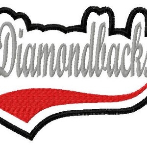 Diamondbacks Swoosh - Applique - Machine Embroidery Design - 11 Sizes