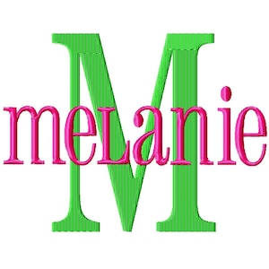 Melanie Machine Embroidery Font - Sizes 1&quot;,2&quot;,3&quot;,4&quot; BUY 2 get 1 FREE, embroidery font, embroidery plain font, machine embroidery download
