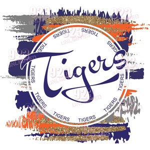 TIGERS-Circle-Orange and Navy - Sublimation Design - Instant Download - Tigers, Tigers Sublimation, PNG & JPG Sublimation 300dpi