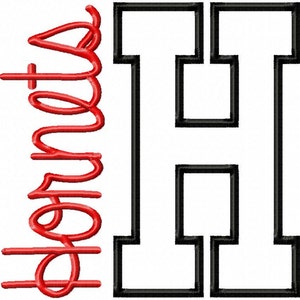H-Hornets-side - Applique - Machine Embroidery Design - 7 Sizes