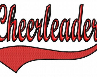 Cheerleader - Swoosh - Outline - Machine Embroidery Design - 8 Sizes