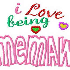 I Love being Memaw Machine Embroidery Design 7 Sizes image 2