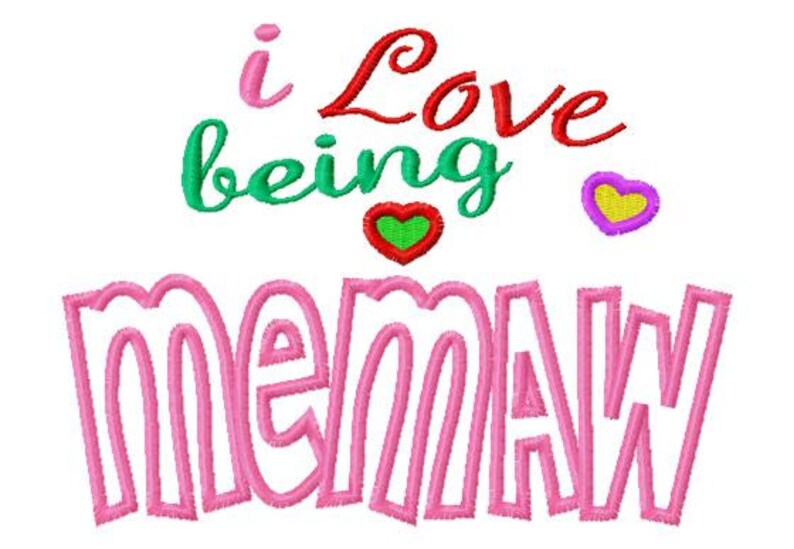 I Love being Memaw Machine Embroidery Design 7 Sizes image 2