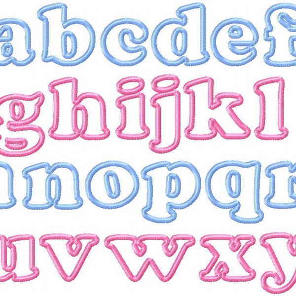 Cute Baby Applique Font Set - LOWER CASE - Machine Embroidery Design - 5", 6", 7" and 5x7 Hoop, bubble font, applique font