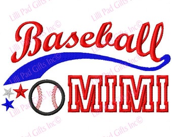 Baseball Swoosh - MIMI - Applique - Machine Embroidery Design - 3 Sizes, baseball, ball, mimi, embroidery design, applique, stars, swoosh