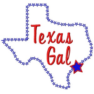 Texas Gal Texas Machine Embroidery Design 7 Sizes Outline and Applique image 2