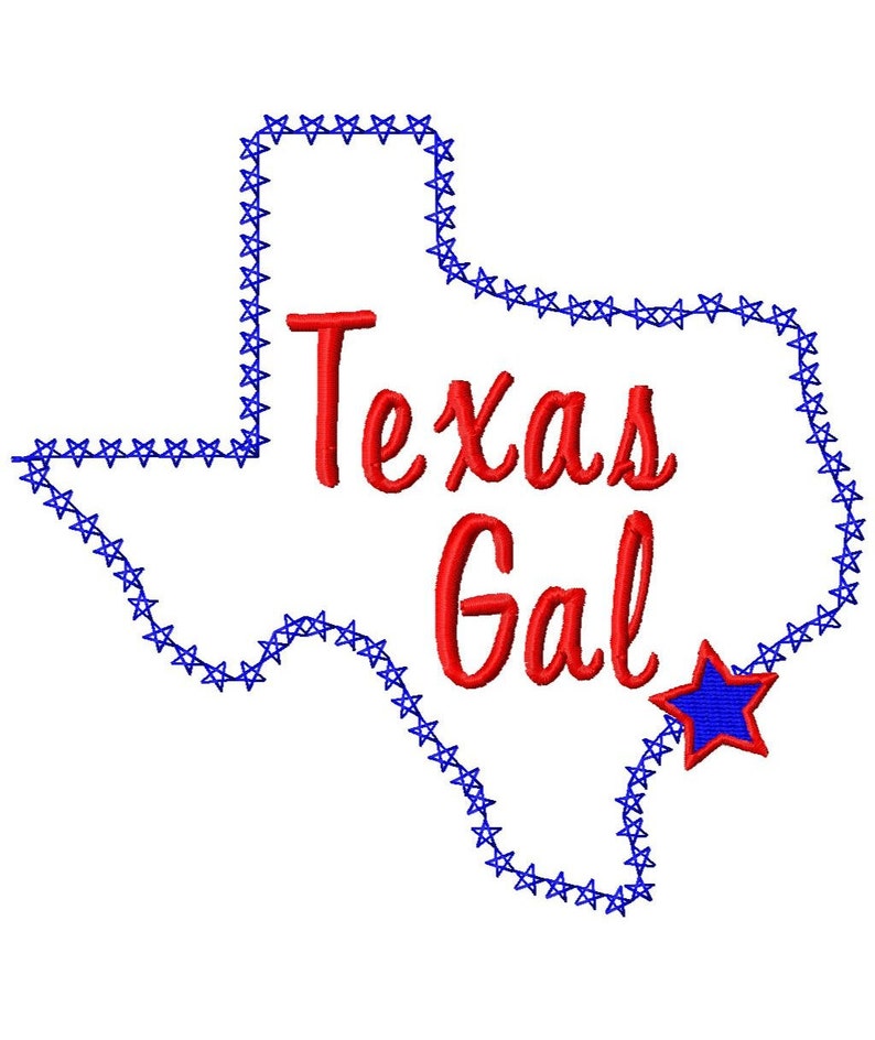 Texas Gal Texas Machine Embroidery Design 7 Sizes Outline and Applique image 2