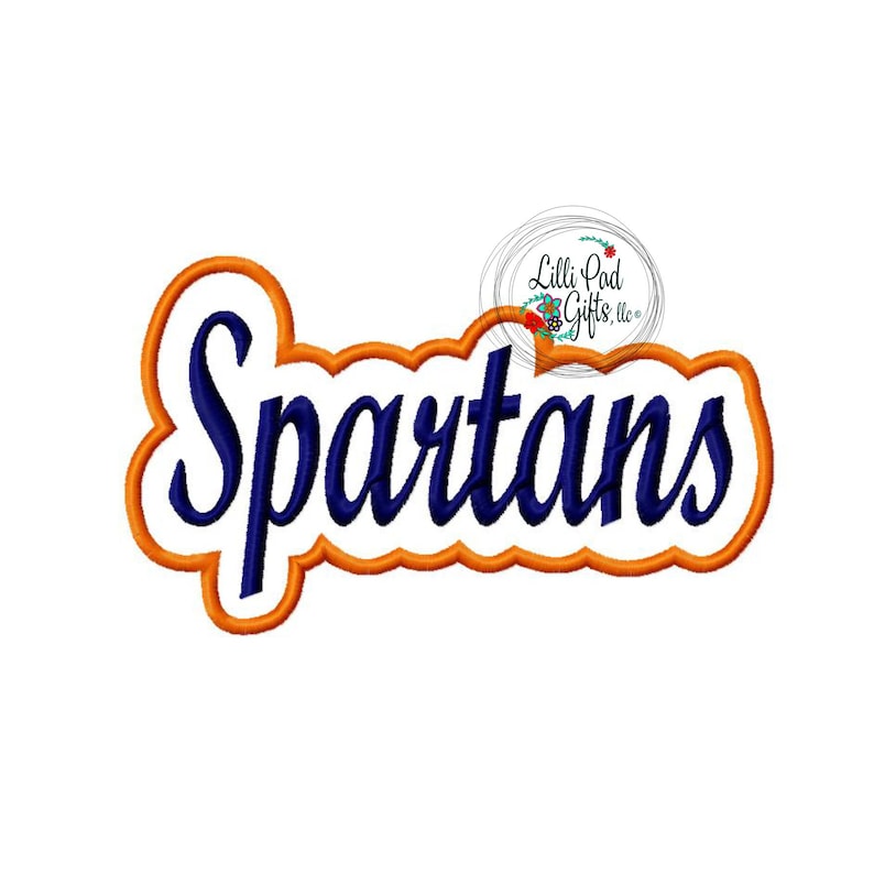 Spatans Cursive Spartans - Outline Applique - Machine Embroidery Design - 14 Sizes ...