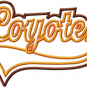Coyotes - Swoosh- Double Applique - Satin Outline - 10 sizes - Machine Embroidery Design