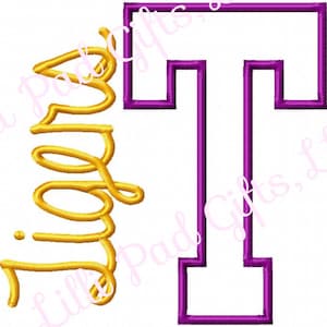 T-Tigers-side - Applique - Machine Embroidery Design - 7 Sizes, tigers, tiger, applique, team, cheer, embroidery design