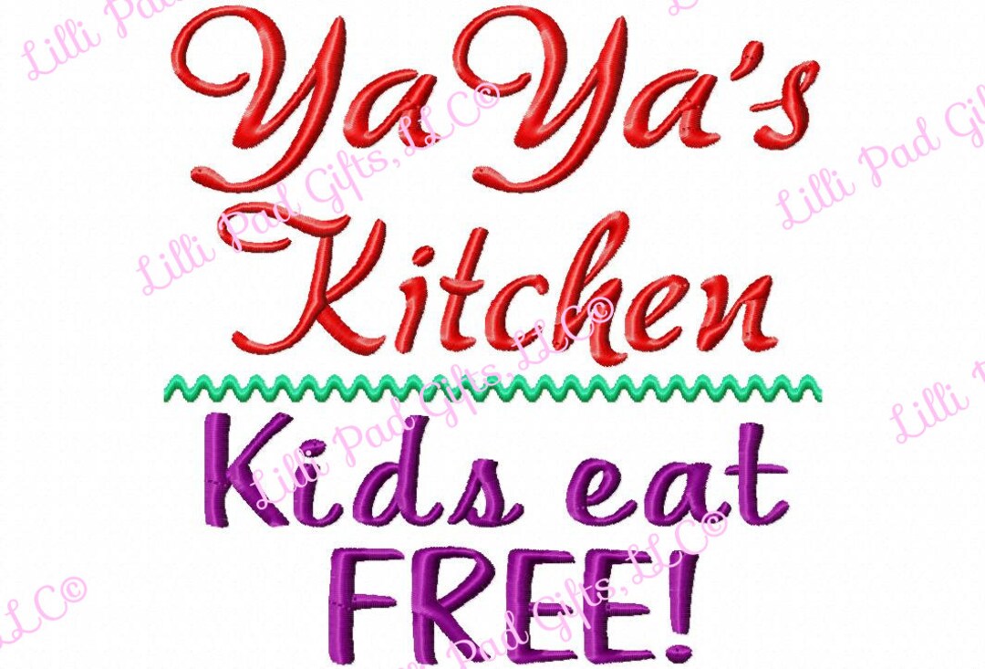 Yaya's Kitchen Kids Eat FREE Machine Embroidery Design - Etsy