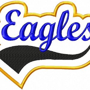 Eagles - Border - Swoosh - Applique - Satin Outline - Machine Embroidery Design - 10 sizes, eagles, swoosh, double, applique
