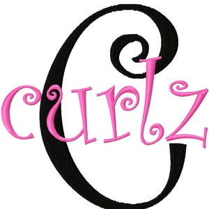 Curlz Machine Embroidery Font - Sizes 1&quot;,2&quot;,3&quot;,4&quot; BUY 2 get 1 FREE, curly font, girl font, embroidery instant download font set