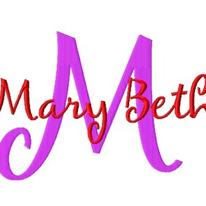 Mary Beth Machine Embroidery Font - Sizes 1