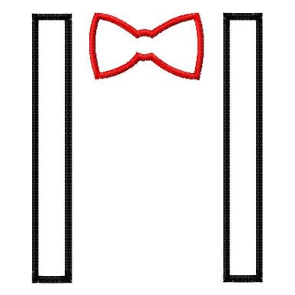 Bowtie and Suspenders - Individual Appliques - Machine Embroidery Design