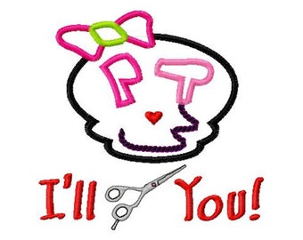 I'll cut You - Skull Applique - Machine Embroidery Design - 8 Sizes