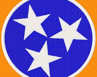 Tennessee Flagge - nur Kreis - 2 Auswahlmöglichkeiten - Maschinenstickerei, 6 Größen