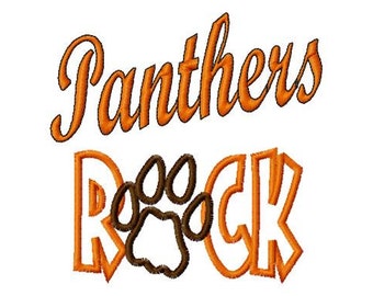 Panthers ROCK - Paw Print - Applique - Machine Embroidery Design -  9 sizes