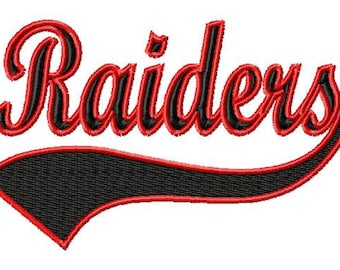 RAIDERS - Swoosh - Outline - Machine Embroidery Design - 11 Sizes