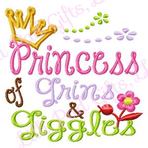 Princesa de Sonrisas y Risas - Aplique de Corona - Diseño de Bordado a Máquina - 8 Tamaños