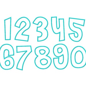 Jumbo Molly Applique Numbers - Machine Embroidery Design - 4&quot;,5&quot;,6&quot;,7&quot;, numbers, funky, applique numbers, embroidery font