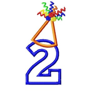 Birthday Hat Applique Numbers - Machine Embroidery Design - 4x4 Hoop, 5",6",5x7 Hoop and 6x10 Hoop