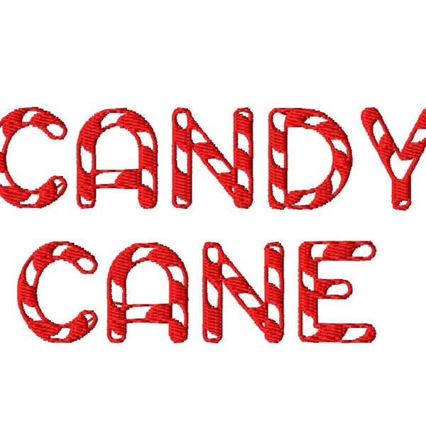 Candy Cane Machine Embroidery Font - Sizes 2",3",4" BUY 2 get 1 FREE