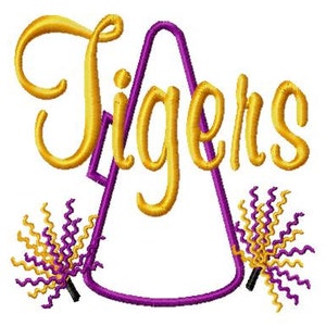 Megaphone-Pompoms - TIGERS - Applique - Machine Embroidery Design - 8 Sizes