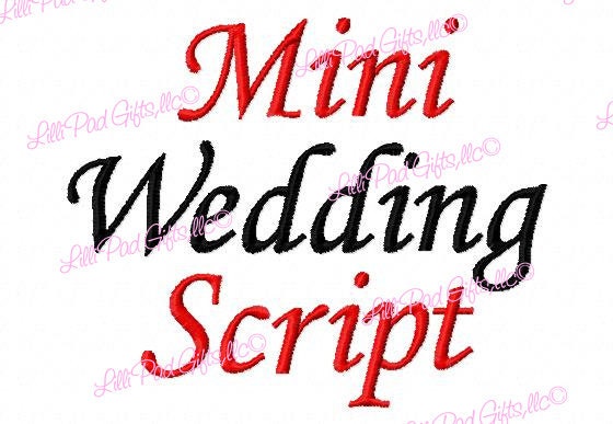 Mini Wedding Script - Machine Embroidery Font - Sizes .5in. (half inch) BUY 2 get 1 FREE - Mini Fonts, script embroidery font, script
