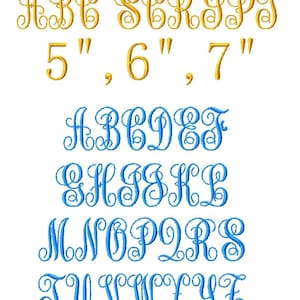 JUMBO ABC Script Machine Embroidery Font - 4 Sizes - 5&quot;,6&quot;,7&quot; - 5x7 Hoop Choice - Buy 2 get 1 FREE instant download large embroidery script