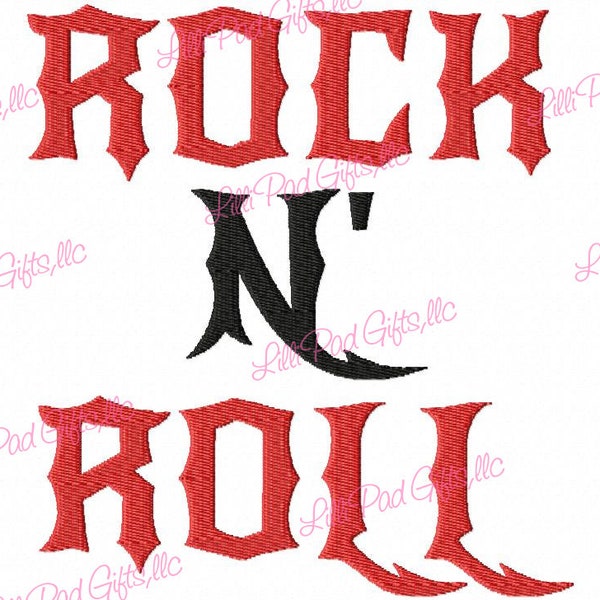 Police de caractères pour broderie Machine Rock N Roll - tailles 2,5 cm (1,2 po.), 3,4 cm (4 po.) ACHETEZ-EN 2, 1 GRATUIT