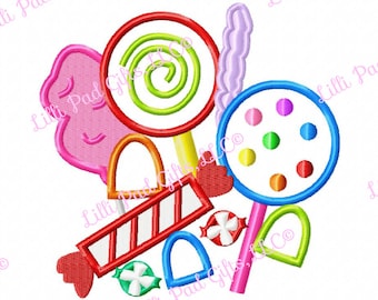 Candy Mix - Applique - Machine Embroidery Design - 7sizes, candy, applique, sweets, party, embroidery applique