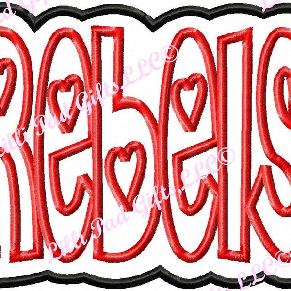 REBELS-Outine-Hearts Applique - Machine Embroidery Design - 9 sizes