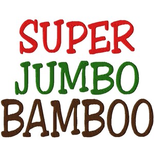 SUPER JUMBO Bamboo Script Machine Embroidery Font - Sizes 8&quot;, 9&quot; & 10&quot;