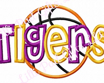 TIGERS-Basketball-Middle - Applique - Machine Embroidery Design - 8 Sizes