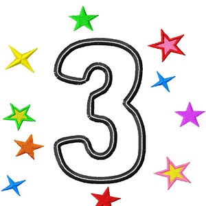 Stars Applique Numbers - Machine Embroidery Design - 4&quot;,5&quot;,6&quot; 5x7 Hoop,8&quot;, stars applique numbers, embroidery numbers, birthday numbers