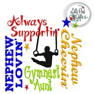 Subway Art-GYMNAST-Boy-Nephew-Aunt - Machine Embroidery Design - 10 Sizes