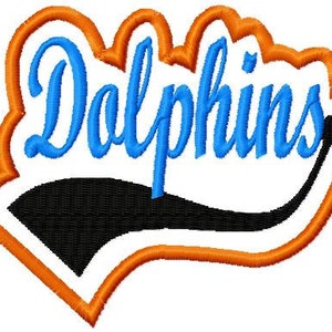 Dolphins with Swoosh - Applique - Satin Outline - Machine Embroidery Design - 11 sizes