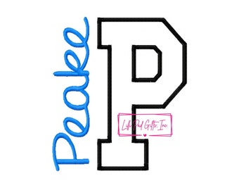 P-Peake - Applique - Machine Embroidery Design - 10 sizes, Peake, school, mascot, embroidery applique, embroidery design, P Peake