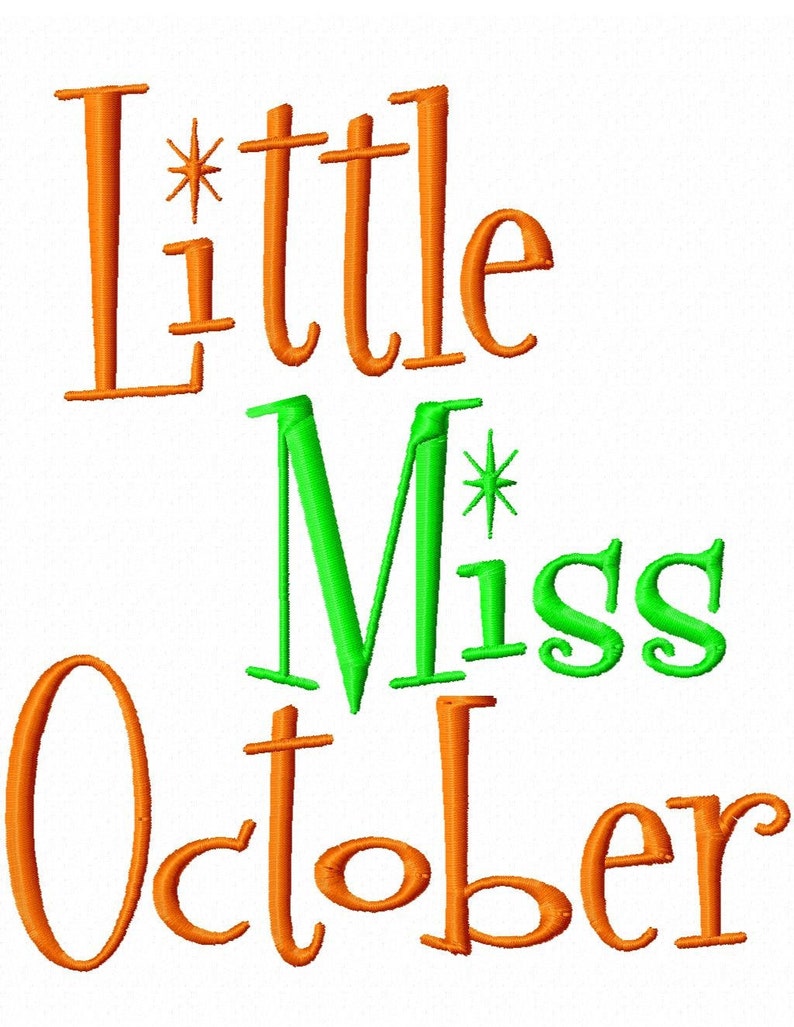 Little Miss Month Machine Embroidery Design 7 Sizes image 3