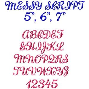 JUMBO Messy Script  Machine Embroidery Font - Sizes 5&quot;,6&quot;,7&quot; BUY 2 get 1 FREE - Jumbo or Regular Size
