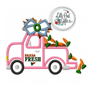 Easter Truck with Bow-Applique - Machine Embroidery Design - 5 Sizes, easter embroidery, truck embroidery design, lillipadgifts