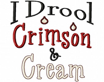 I Drool Crimson and Cream - Machine Embroidery Design - 8 Sizes, crimson, cream, embroidery design, drool, baby