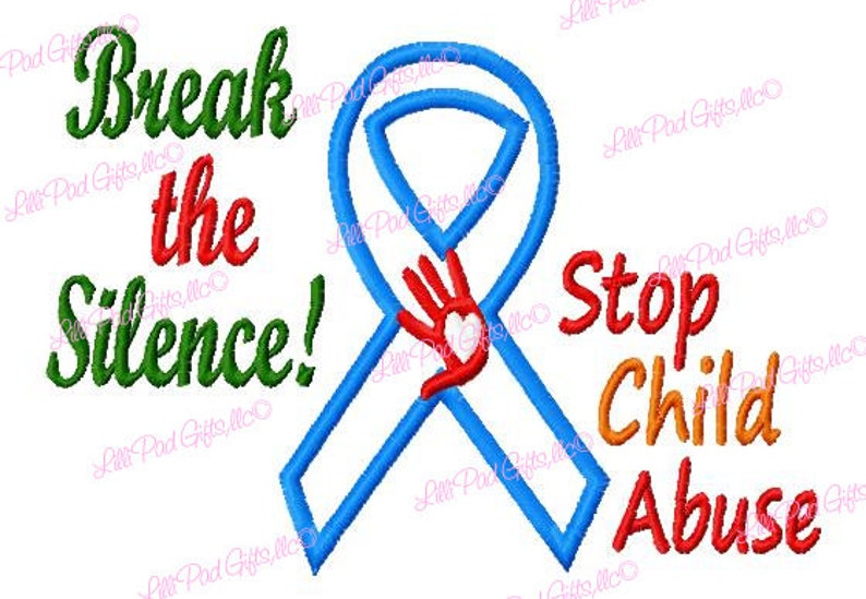 Stop Child Abuse - Ribbon - Break the Silence - Machine Embroidery ...