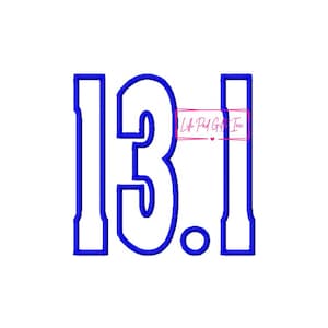 ハーフマラソン - 13.1 - アップリケ - 機械刺繍デザイン - 9 サイズ、アップリケ、ランニング、ランニング、13.1、マラソン、ハーフマラソン、レース、アップリケ