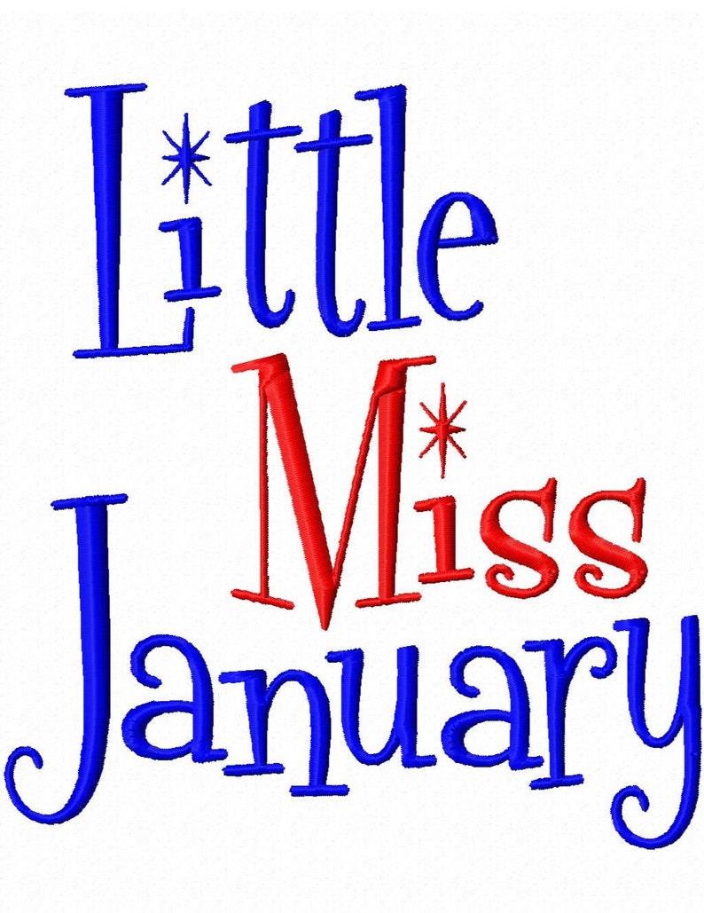 Little Miss Month Machine Embroidery Design 7 Sizes image 4